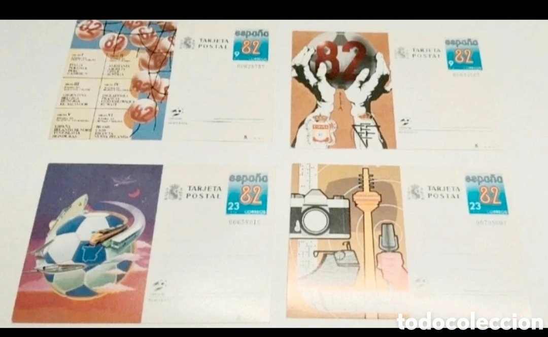 Postais: 4 postales conmemorativas mundiales f&uacute;tbol 82