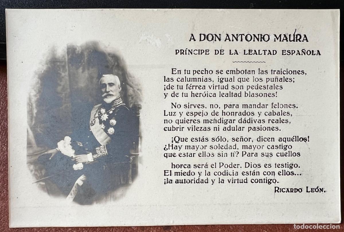 Postcards: Tarjeta postal A Don Antonio Maura - Principe de la Lealtad Espa&ntilde;ola - Ricardo Le&oacute;n