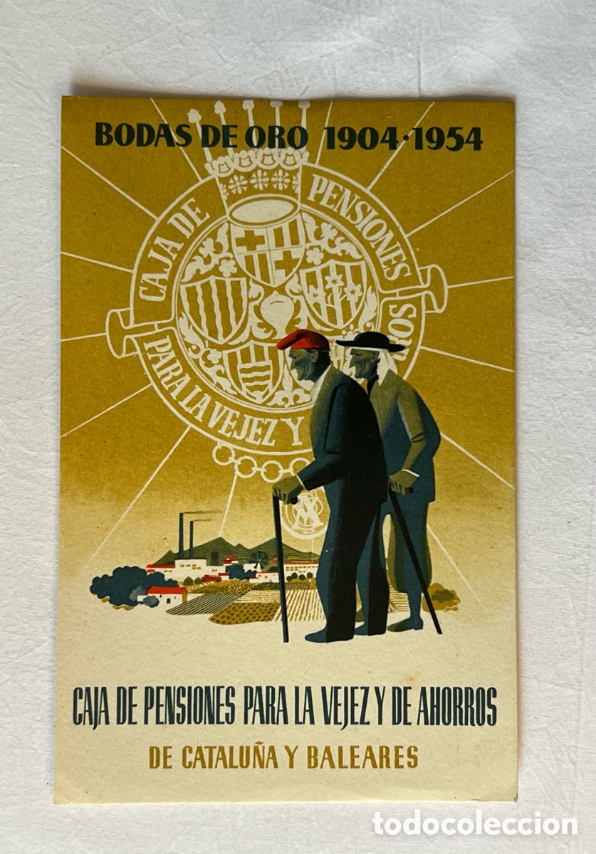 Postais: Caja de pensiones para la vejez y de ahorros de Catalu&ntilde;a y Baleares. Bodas de Oro 1904-1954