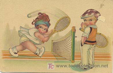 Coleccionismo deportivo: TENNIS. POSTAL ILUSTRADA. - Foto 1