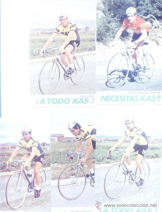 Coleccionismo deportivo: 5 postales equipo ciclista kas - Foto 1