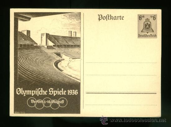 Coleccionismo deportivo: Postal de las olimpiadas de Berlin 1936 - Foto 1