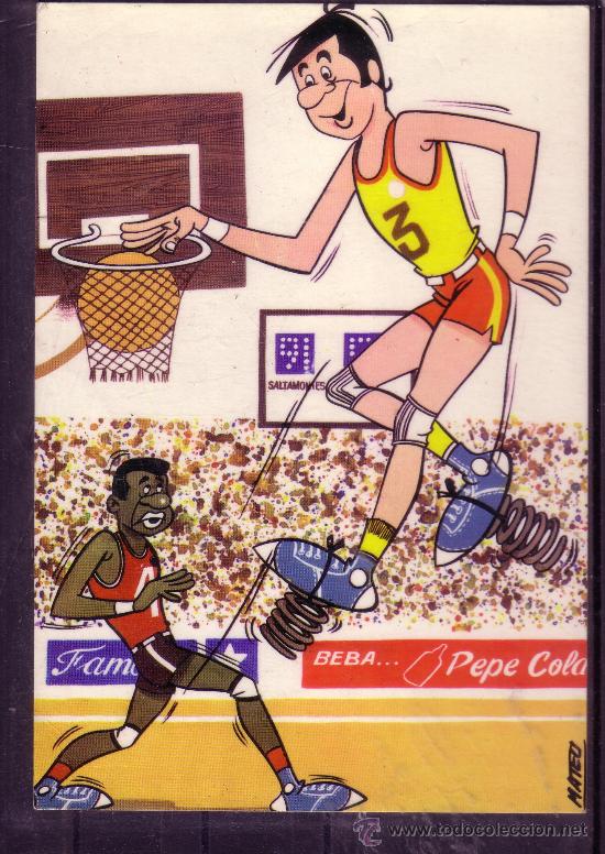 Coleccionismo deportivo: POSTAL CON DIBUJOS DE BALONCESTO - Foto 1