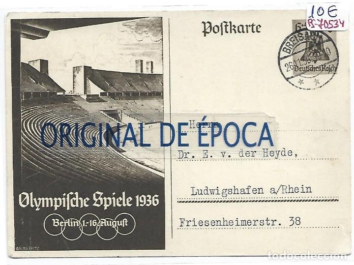 Coleccionismo deportivo: (PS-70534)POSTAL OLIMPIADA DE BERLIN 1936 - CIRCULADA - Foto 1
