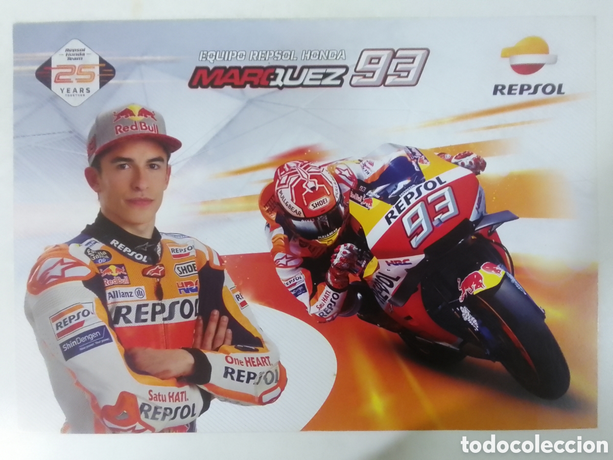 Coleccionismo deportivo: Postal Equipo Repsol Honda M&aacute;rquez 93.
