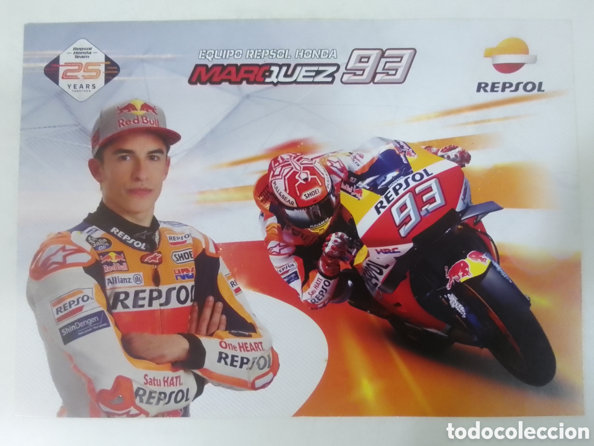 Coleccionismo deportivo: Postal Equipo Repsol Honda M&aacute;rquez 93.
