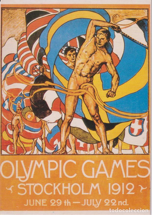 Coleccionismo deportivo: POSTAL REPRODUCCI&Oacute;N CARTEL JUEGOS OLYMPICOS - ESTOCOLMO 1912 - VENCA