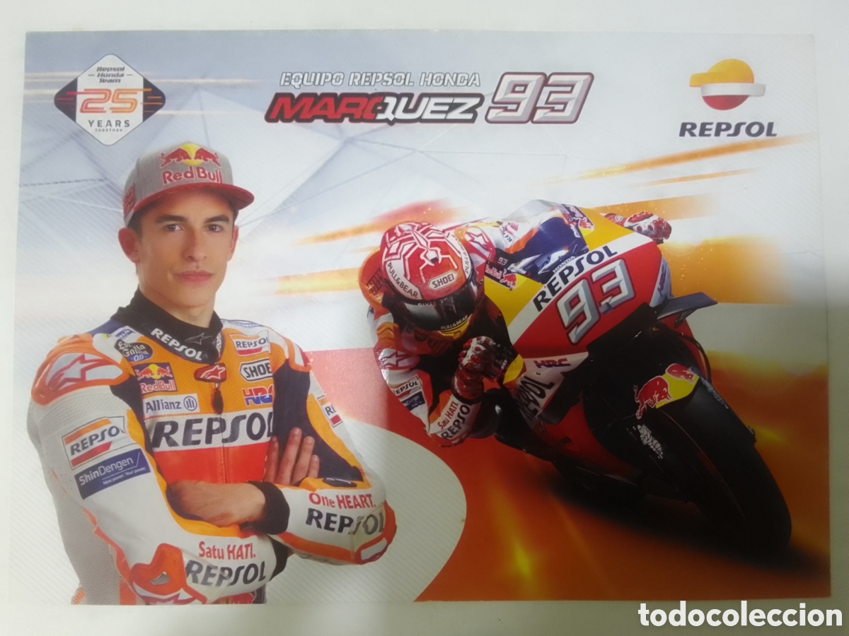 Coleccionismo deportivo: Postal Equipo Repsol Honda M&aacute;rquez 93.