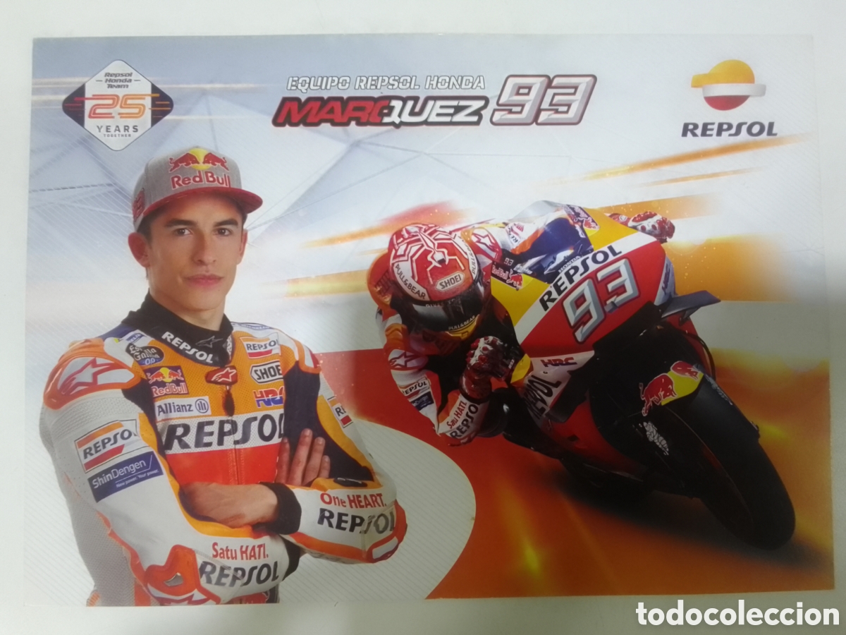 Sports collectibles: Postal Equipo Repsol Honda M&aacute;rquez 93.