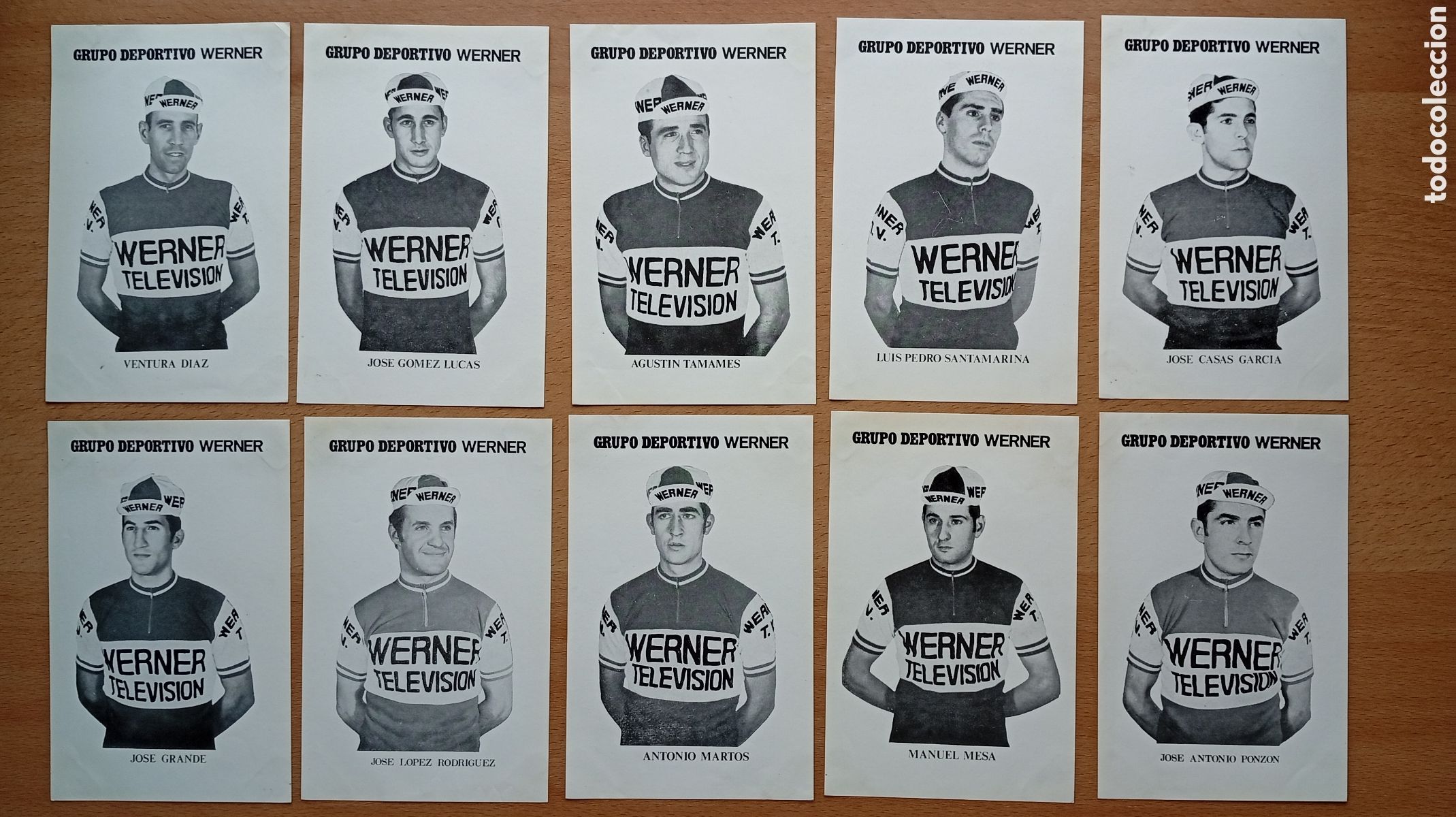 Coleccionismo deportivo: 10 POSTALES ORIGINALES del EQUIPO CICLISTA: GRUPO DEPORTIVO WERNER 1970-72