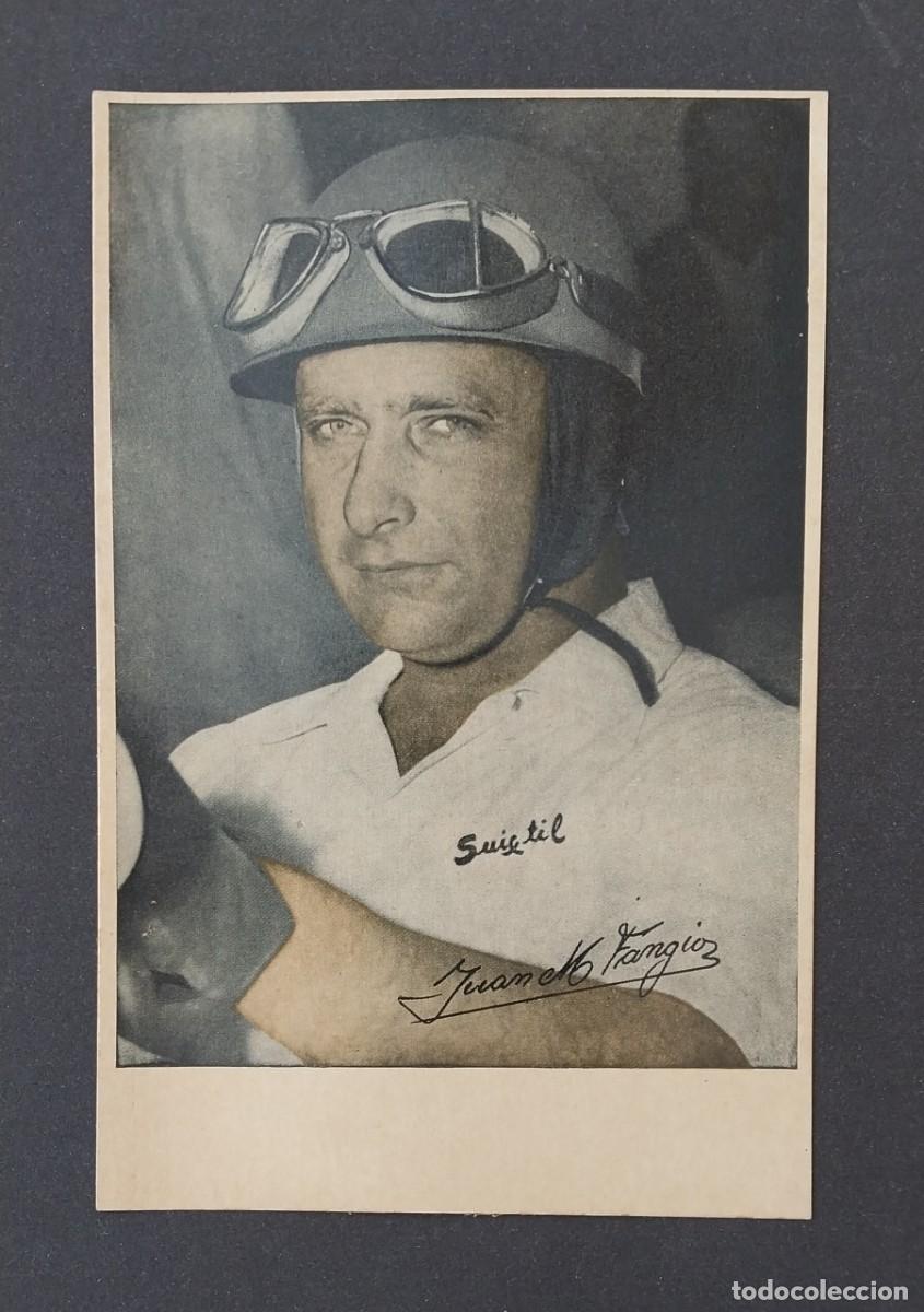 Coleccionismo deportivo: 1951 Postal Promocional Juan Manuel Fangio Suixtil Firma Impresa F&oacute;rmula 1 Argentina Vintage