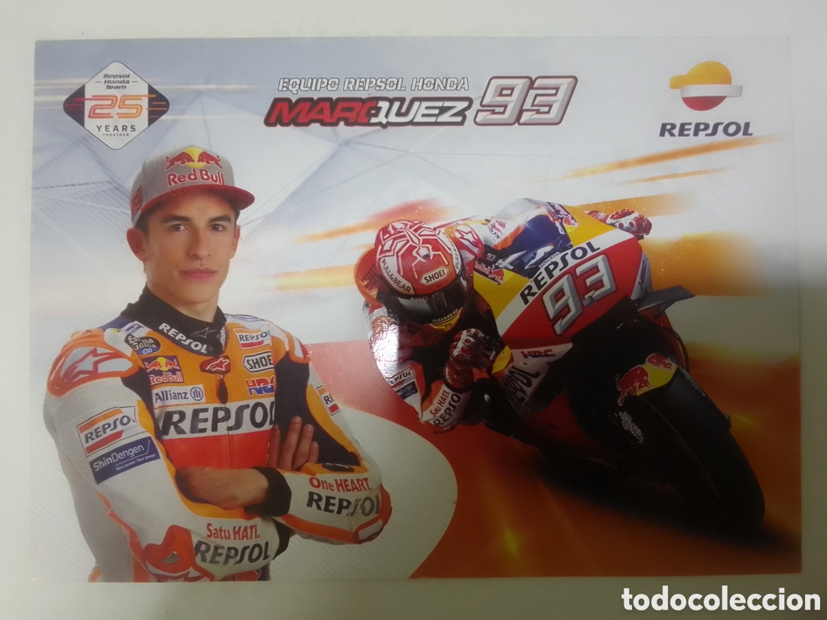 Coleccionismo deportivo: Postal Equipo Repsol Honda M&aacute;rquez 93.