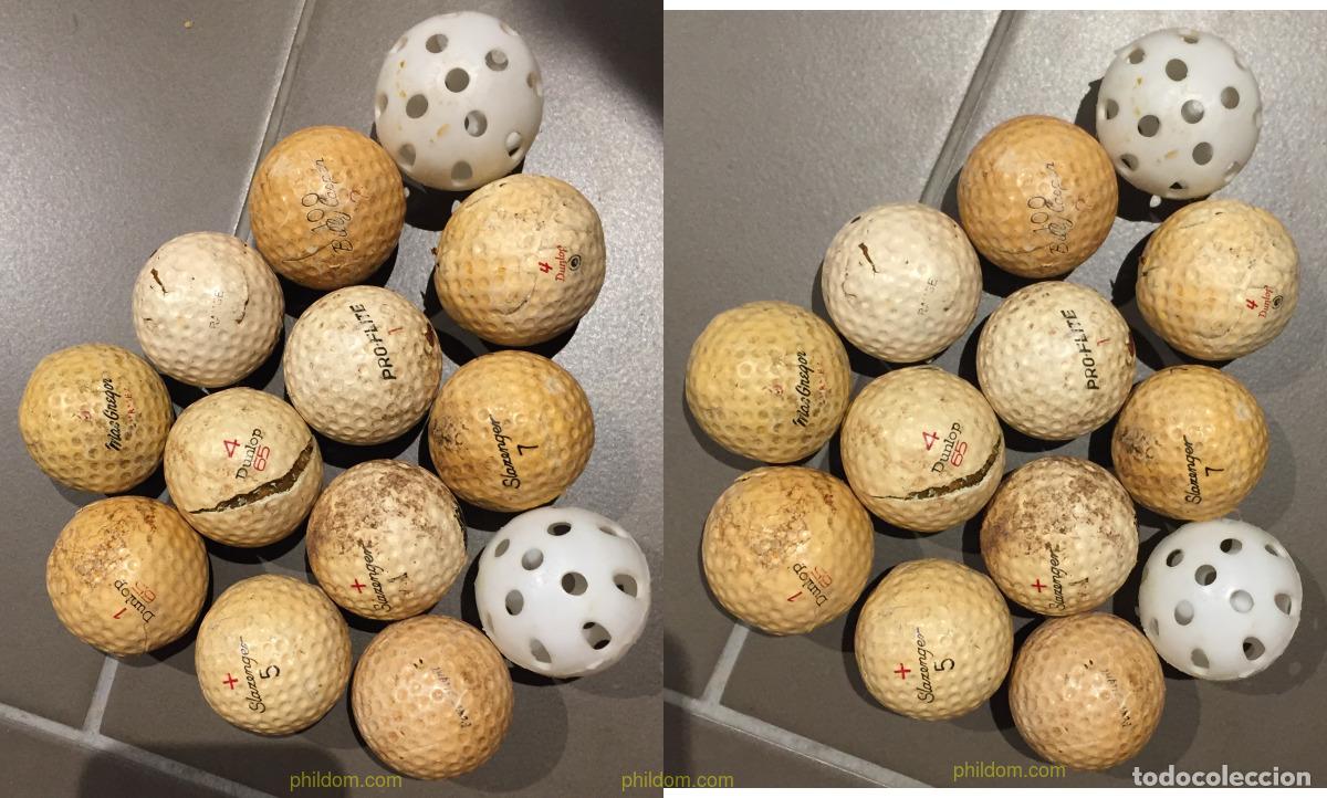 Coleccionismo deportivo: LOTE VINTAGE DE 13 PELOTAS ANTIGUAS DE GOLF. Slazenger, Dunlop, Pro-flite, Wilson...