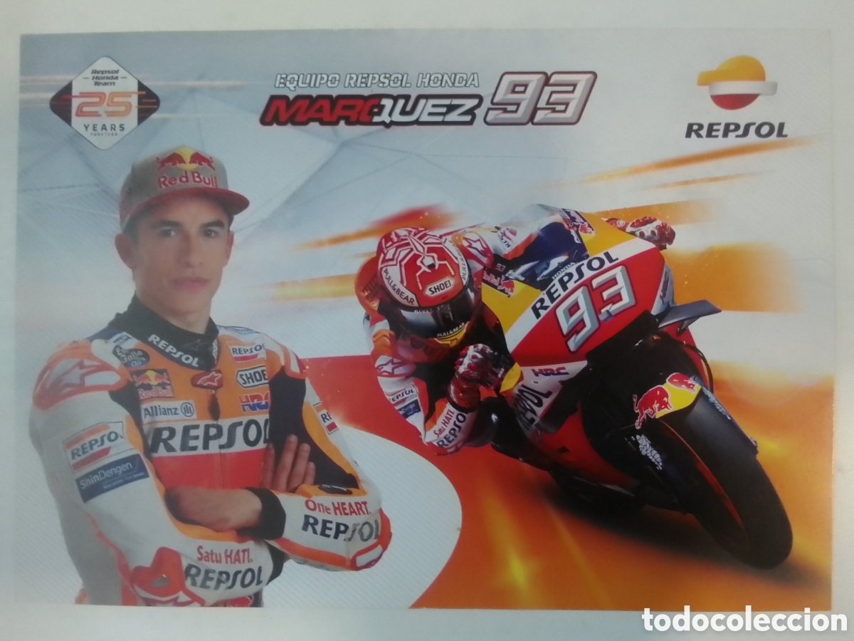 Coleccionismo deportivo: Postal Equipo Repsol Honda M&aacute;rquez 93.