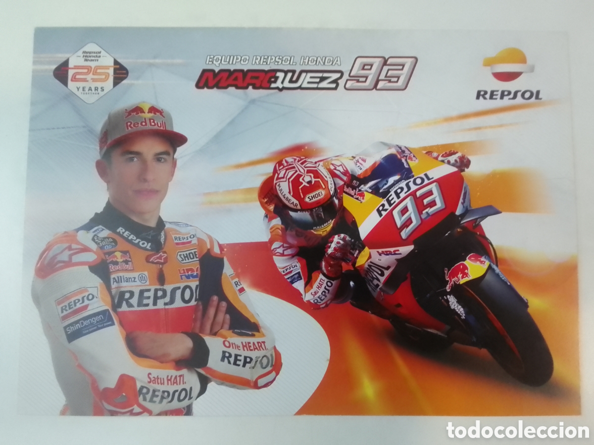 Coleccionismo deportivo: Postal Equipo Repsol Honda M&aacute;rquez 93.