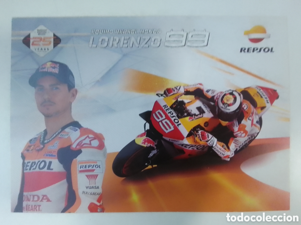 Coleccionismo deportivo: Postal Equipo Repsol Honda Lorenzo 99.