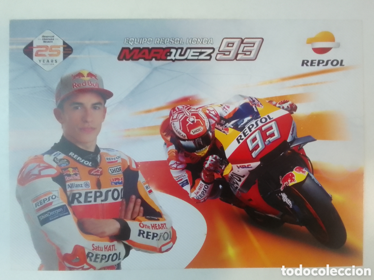 Coleccionismo deportivo: Postal Equipo Repsol Honda M&aacute;rquez 93.