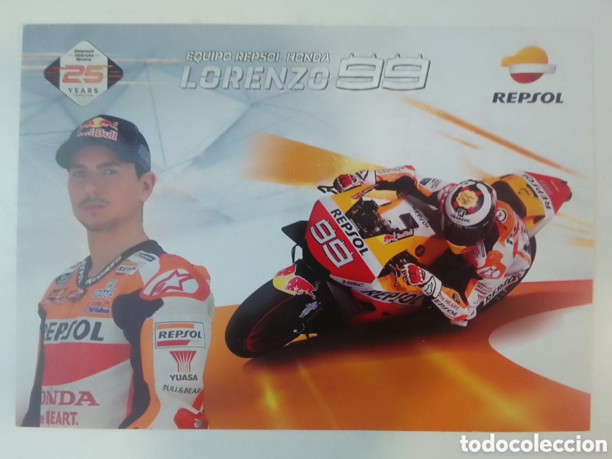 Coleccionismo deportivo: Postal Equipo Repsol Honda Lorenzo 99.