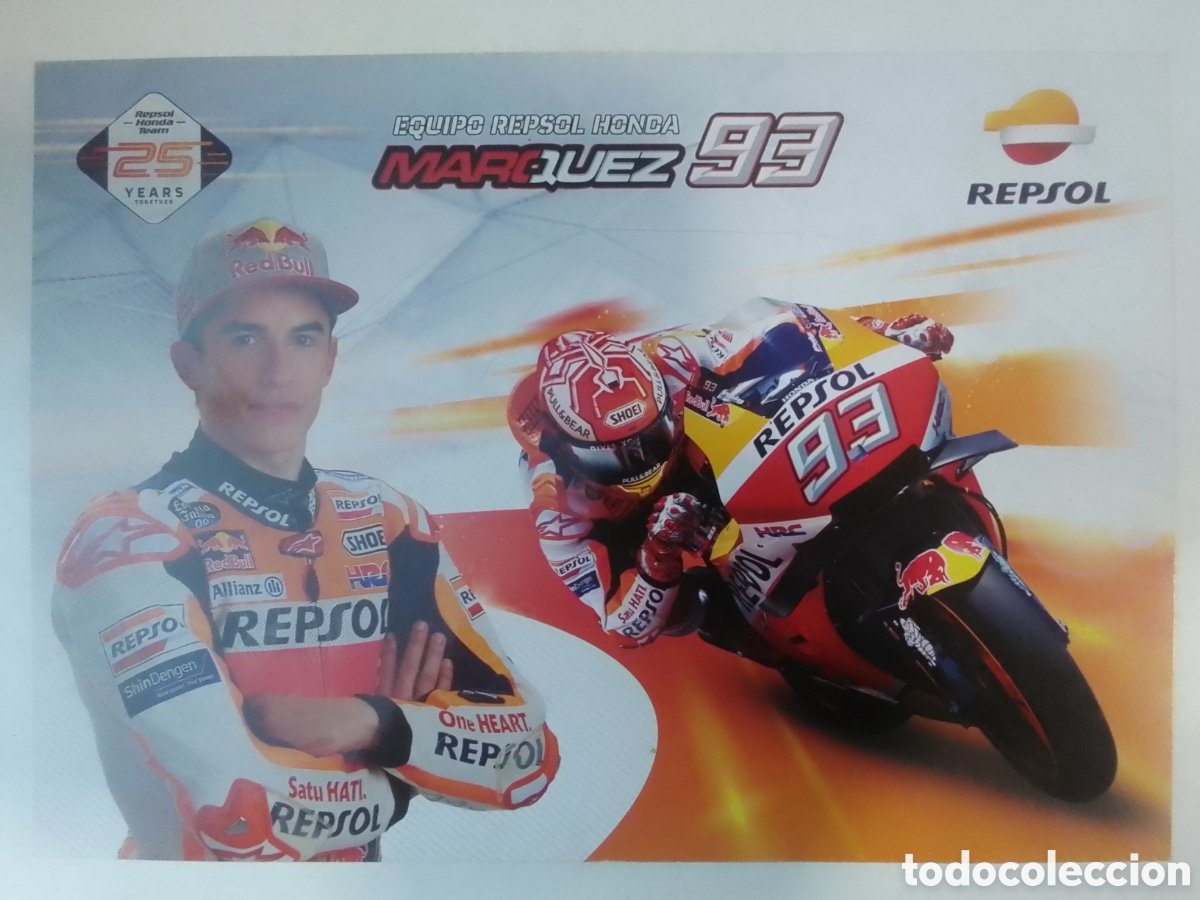 Coleccionismo deportivo: Postal Equipo Repsol Honda M&aacute;rquez 93.