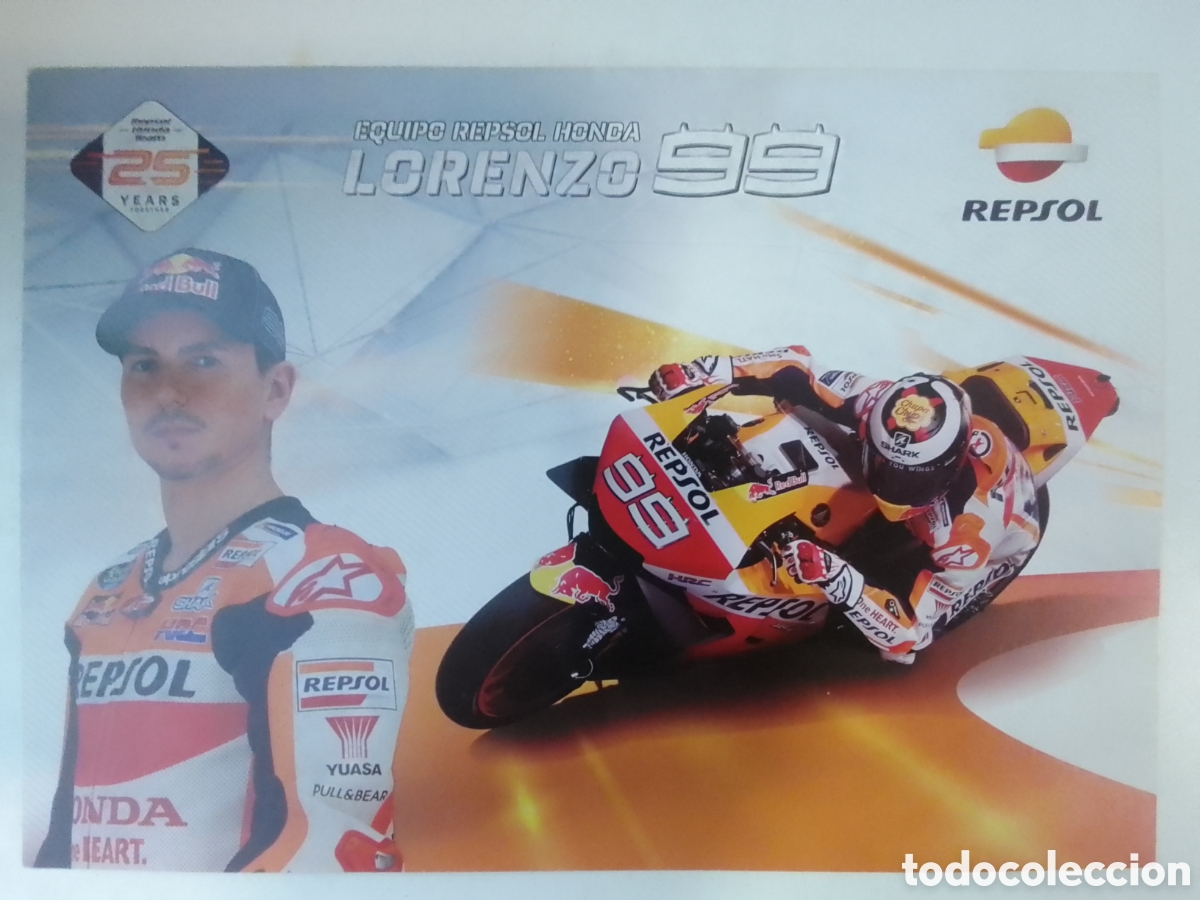 Coleccionismo deportivo: Postal Equipo Repsol Honda Lorenzo 99.