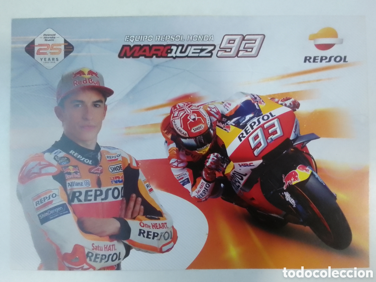Coleccionismo deportivo: Postal Equipo Repsol Honda M&aacute;rquez 93.