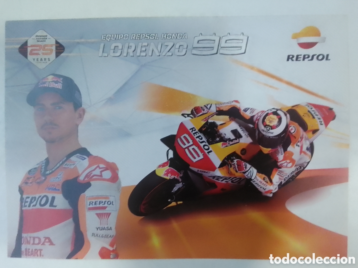 Coleccionismo deportivo: Postal Equipo Repsol Honda Lorenzo 99.