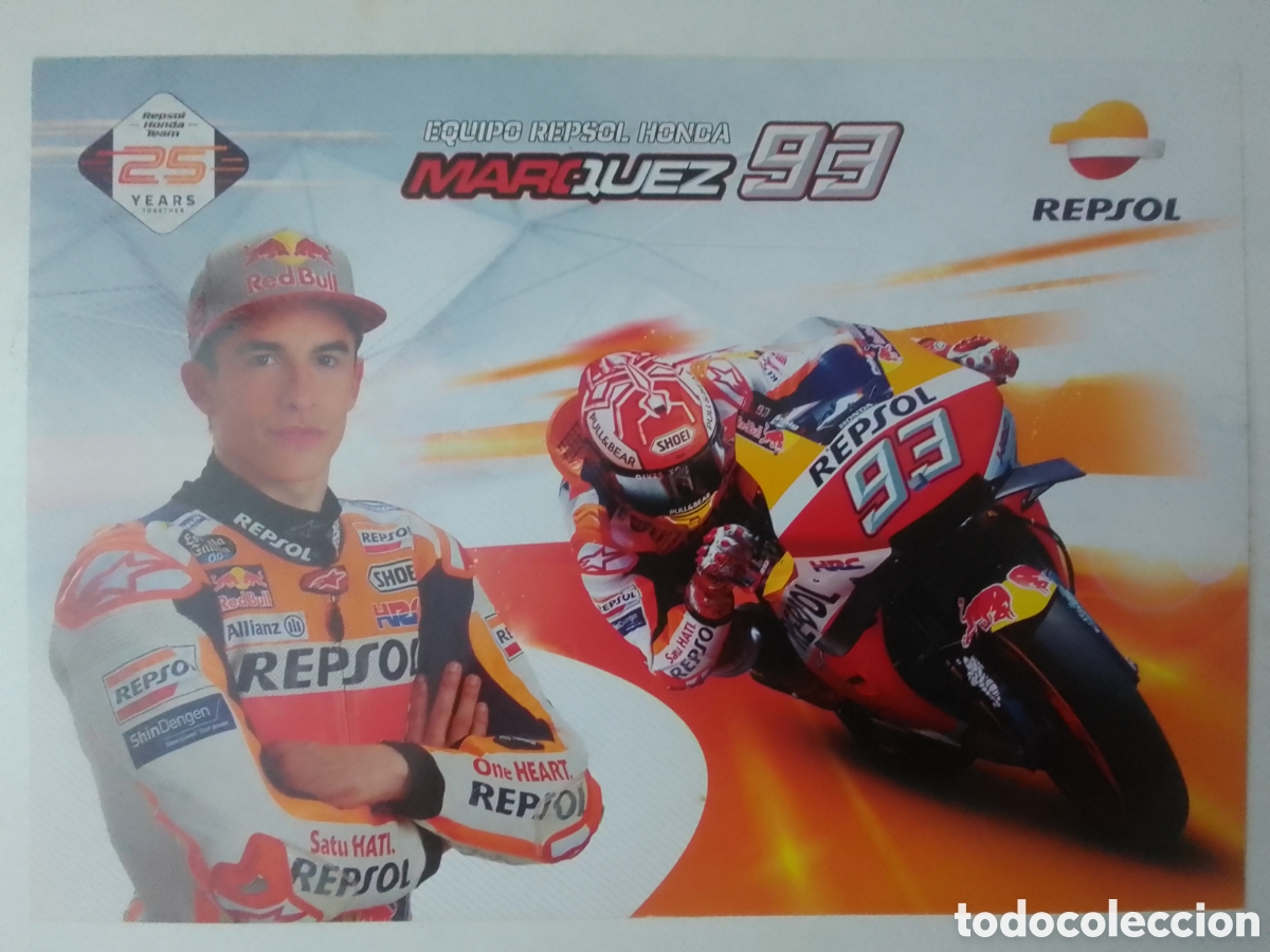 Coleccionismo deportivo: Postal Equipo Repsol Honda M&aacute;rquez 93.