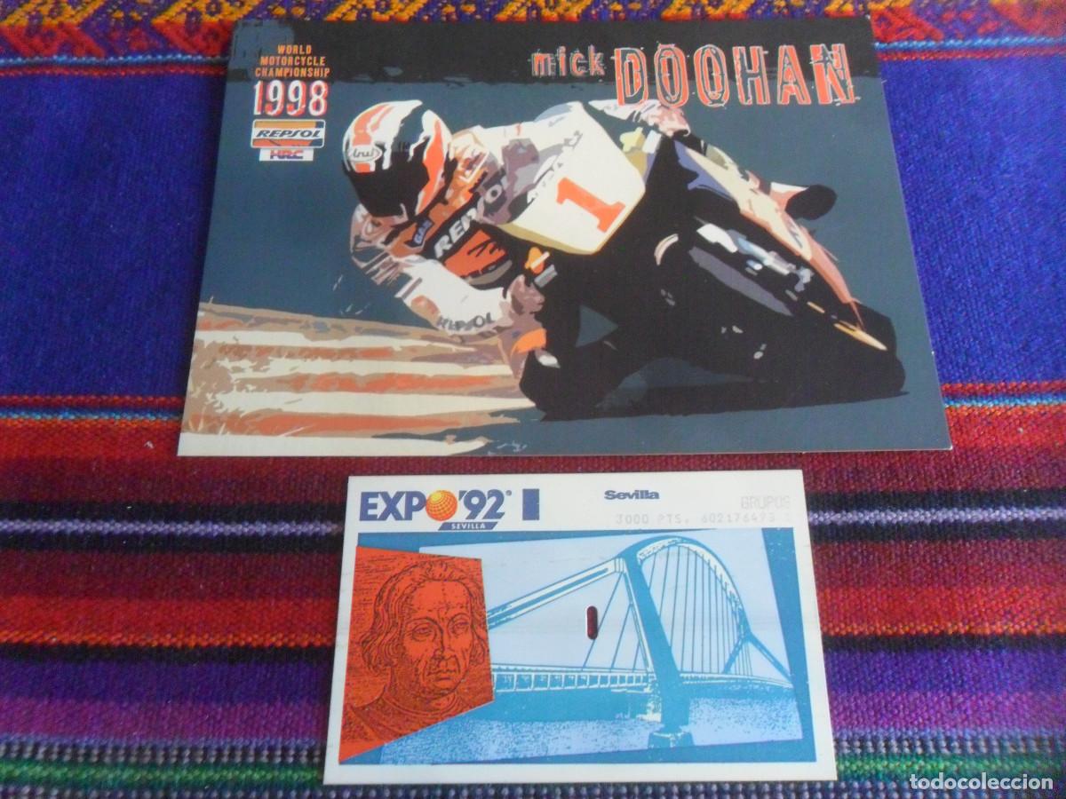 Coleccionismo deportivo: POSTAL FLYER MOTOCICLISMO MICK DOOHAN GP ESPA&Ntilde;A JEREZ 1998 REPSOL. REGALO ENTRADA EXPO 92 YAMAHA.