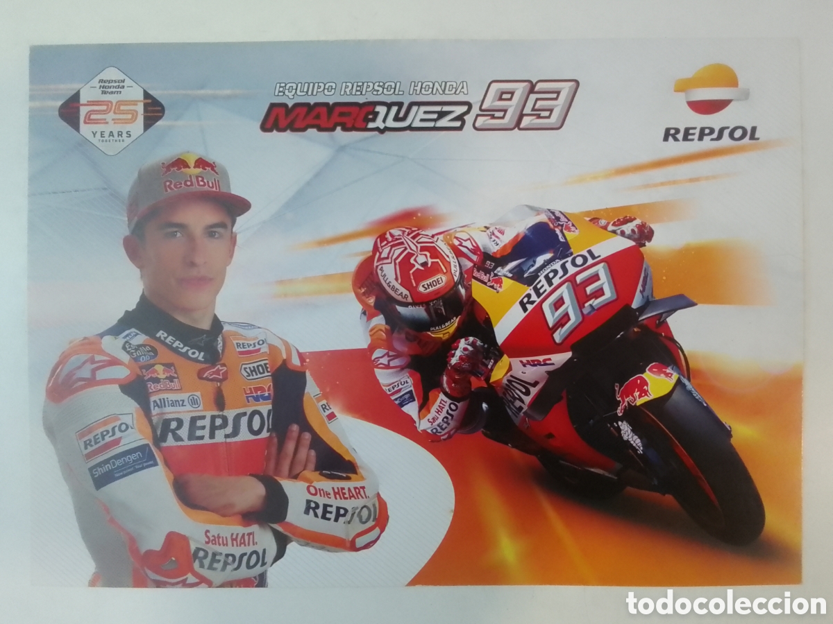 Coleccionismo deportivo: Postal Equipo Repsol Honda M&aacute;rquez 93.
