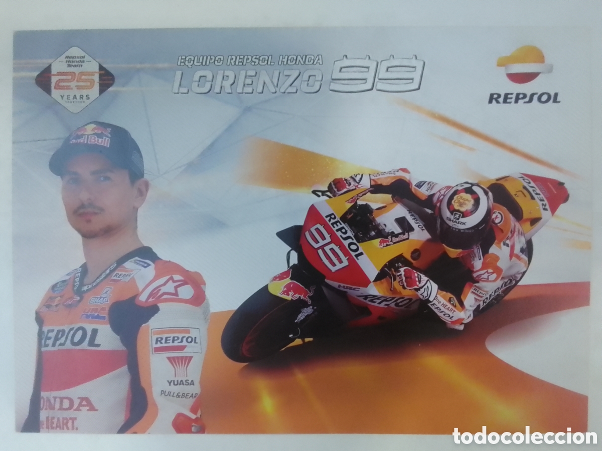 Coleccionismo deportivo: Postal Equipo Repsol Honda Lorenzo 99.