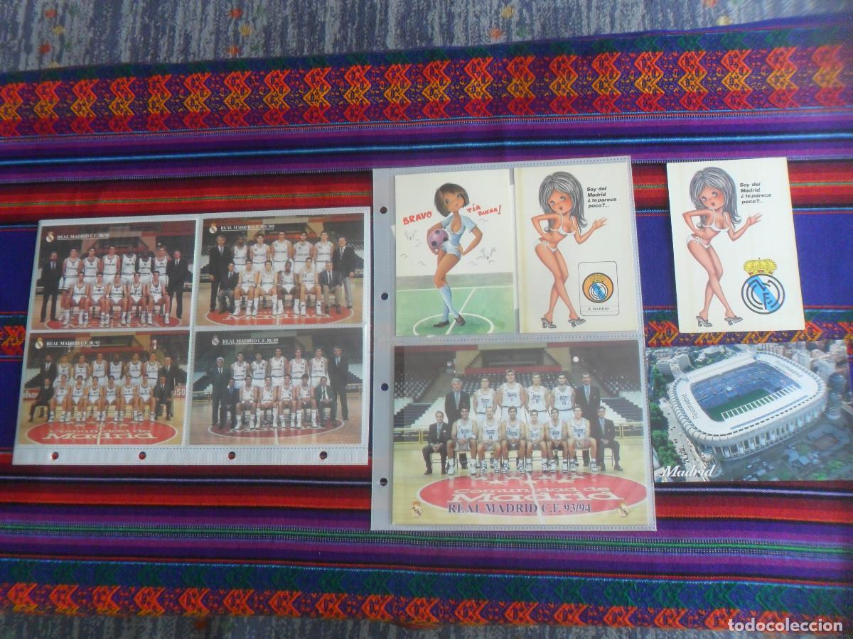 Coleccionismo deportivo: 9 POSTAL REAL MADRID BALONCESTO PLANTILLLA 88 89, 89 90, 90 91, 91 92, 93 94, BERNAB&Eacute;U, 3 CHICA SEXY