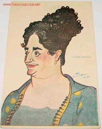 Cartoline: ANTIGUA POSTAL CON CARICATURA LA ACTRIZ DE TEATRO CONCHA CATALA