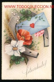 Cartoline: A-2136- Antigua postal de felicitaci&oacute;n. N. BAR&Oacute;.