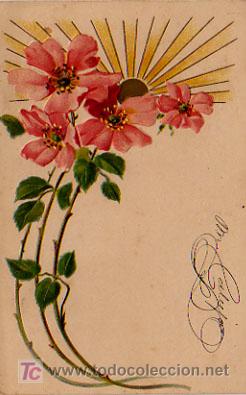 Cartoline: POSTAL ILUSTRADA. FLORES. CON RELIEVE.