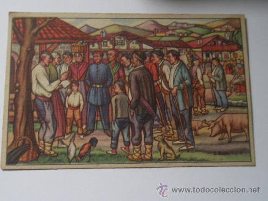Cartoline: Postal, estampas vascas, n&ordm;2. El bersolari en la feria