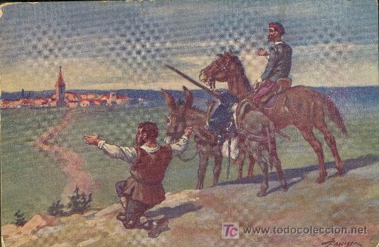 Cartes Postales: TARJETA POSTAL DE DON QUIOTE DE LA MANCHA. N&ordm;24 CAMINO DE LA ALDEA