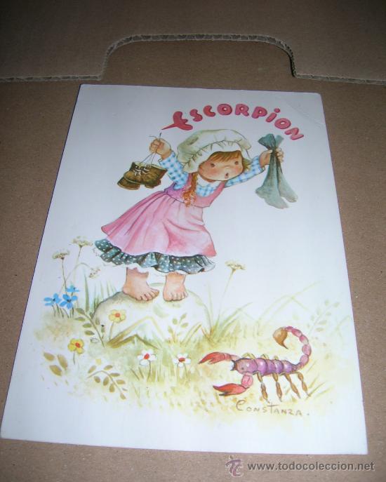 Postcards: Tarjeta Postal. Escorpion, dibujo de Constanza. 23 Octubre al 21 Noviembre. A&ntilde;o 70.