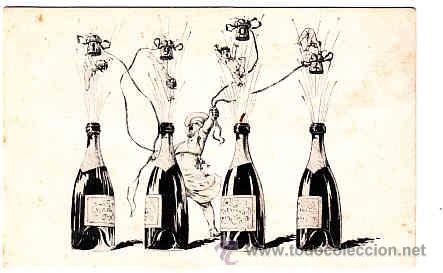 Postales: POSTALDESCORCHANDO VARIAS BOTELLAS DE CHAMPAN
