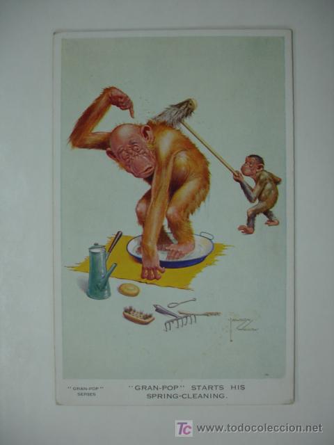 Postkarten: POSTAL ILUSTRADA. MONOS. JAWSON WOOD.