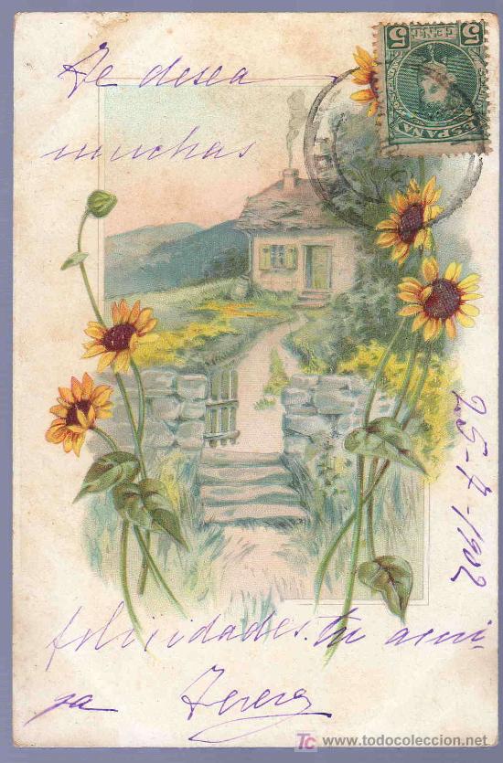 Postkarten: TARJETA POSTAL ANTIGUA DE FLORES. REVERSO NO DIVIDIDO