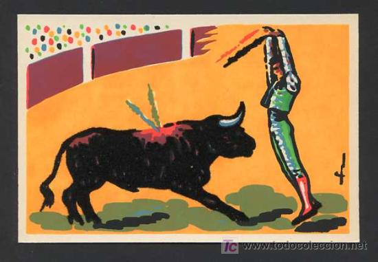Cartes Postales: *Toros* Lote 6 diferentes. Ed. Excl. S. Marti Arxer. Con s&iacute;mil terciopelo. Nuevas.
