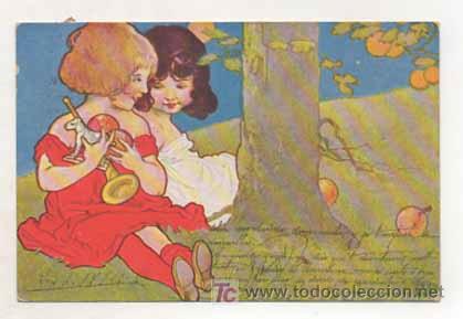 Cartoline: POSTAL ILUSTRADA. NI&Ntilde;OS.