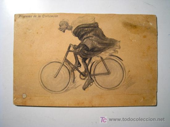 Postales: POSTAL CICLISMO: PROGRESOS CIVILIZACION (ILUSTRADA)