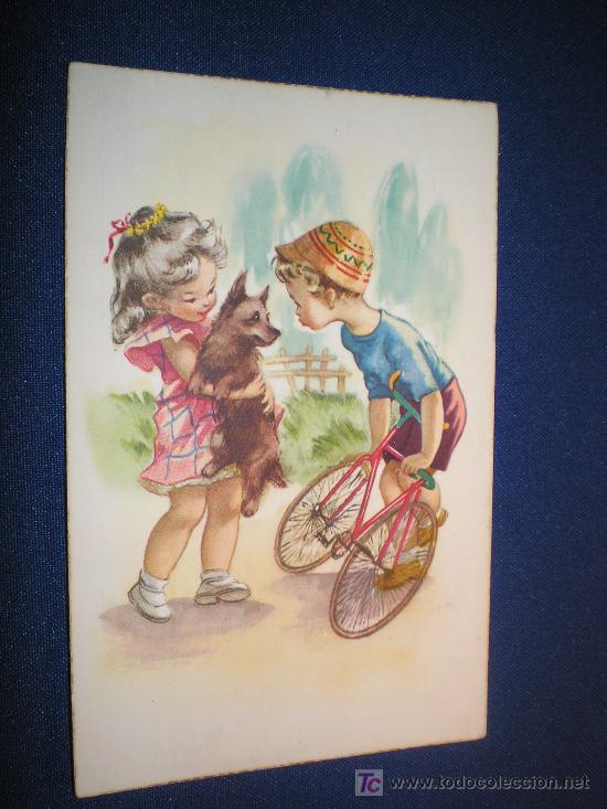 Postais: BONITA POSTAL DE NI&Ntilde;OS CON BICI