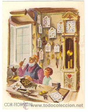 Cartoline: 5439 -PRECIOSA ILUSTRACI&Oacute;N-RELOJES- PUBLICITARIA DE COR-HORMON, LABORATORIOS REDER- 1954- 15,8X12 CM