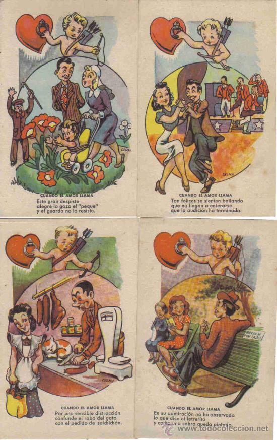Postales: 4 Postales - Cuando el Amor Llama