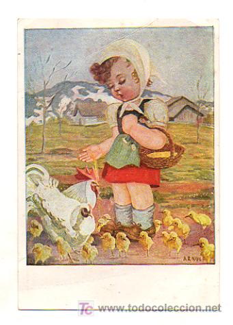 Cartoline: EDIT. ARTIS MUTI DE LOS ARTISTAS MUTILADOS. 'PEQUE&Ntilde;A MAMA', ORIGINAL PINTADO CON LA BOCA POR ARNULF.