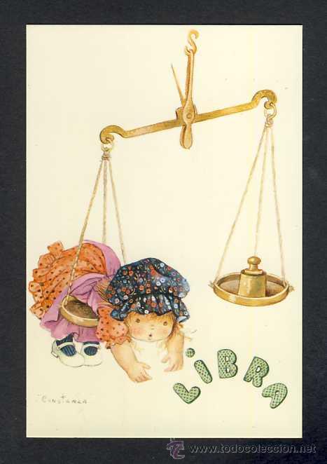 Postais: Postal de ni&ntilde;os ilustrada por Constanza. Horoscopo Libra (Ed.CyZ num.6001-B)