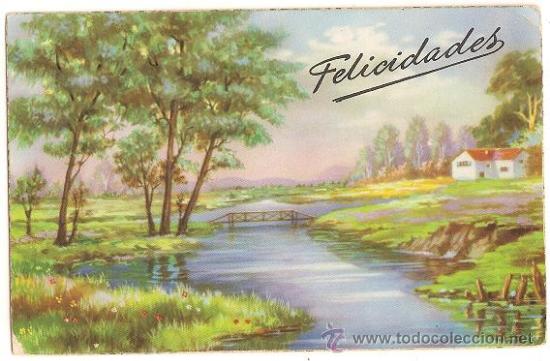 Postales: 6073 -PRECIOSA Y ANTIGUA POSTAL DE FELICIDADES- PAISAJE N&ordm; 311 - DATA 1955