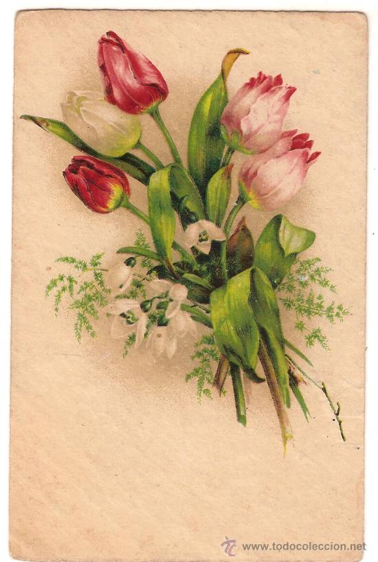 Postales: 6074 - ANTIGUA POSTAL RAMILLETE DE TULIPANES HWB - SERIE 3955
